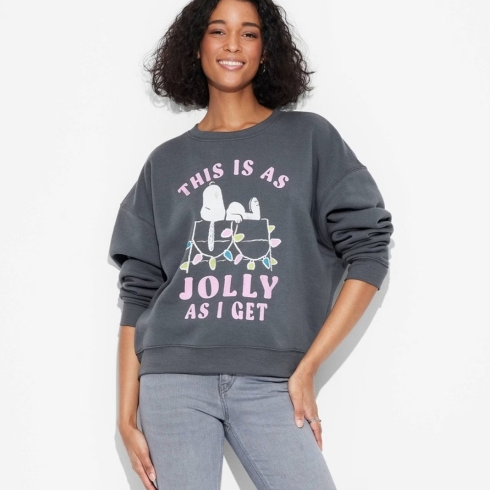 Gray Snoopy Graphic Sweatshirt